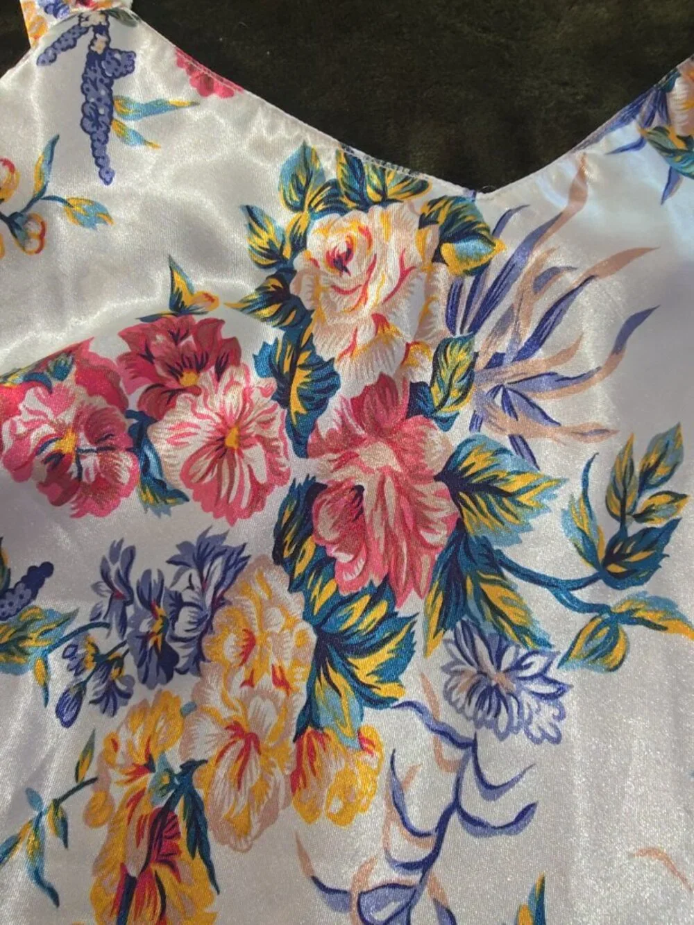 Kathryn Satin Floral Chemise Slip Nightgown Women's Size M